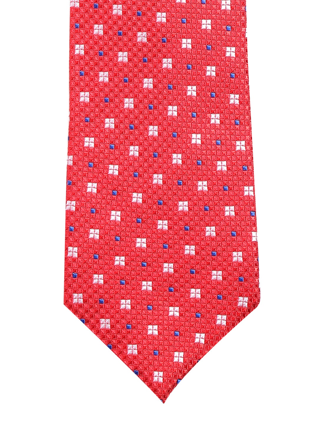 

Peter England Red & Off-White Woven Design Broad Tie