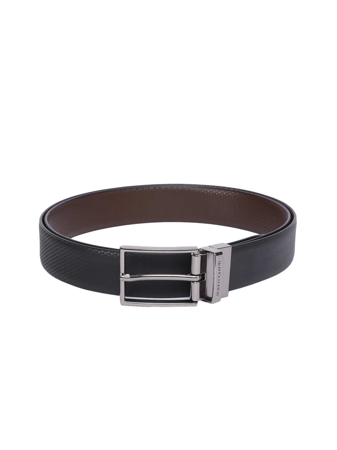 

Peter England Men Black Textured Belt