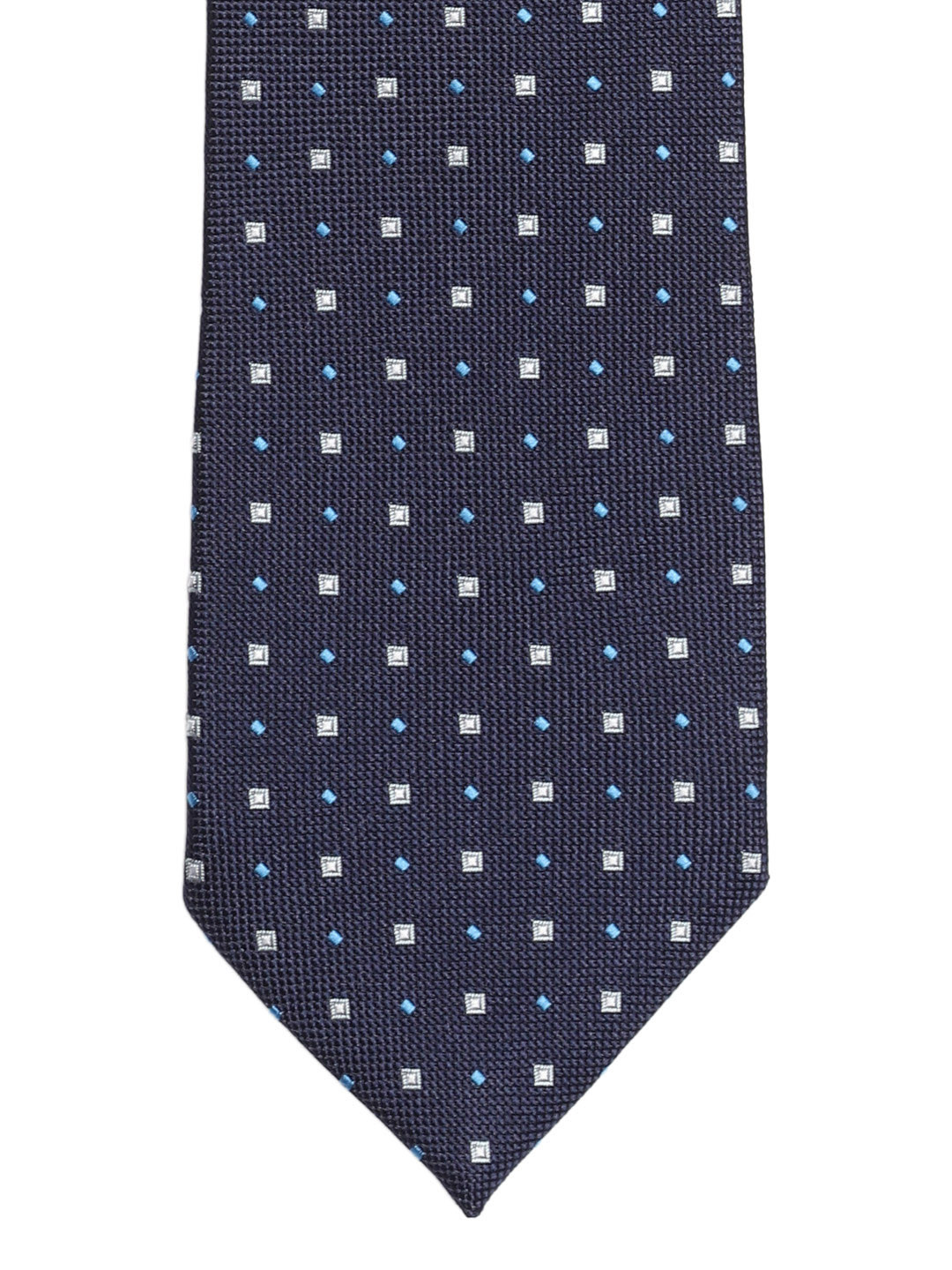 

Peter England Navy Blue & White Woven Design Broad Tie