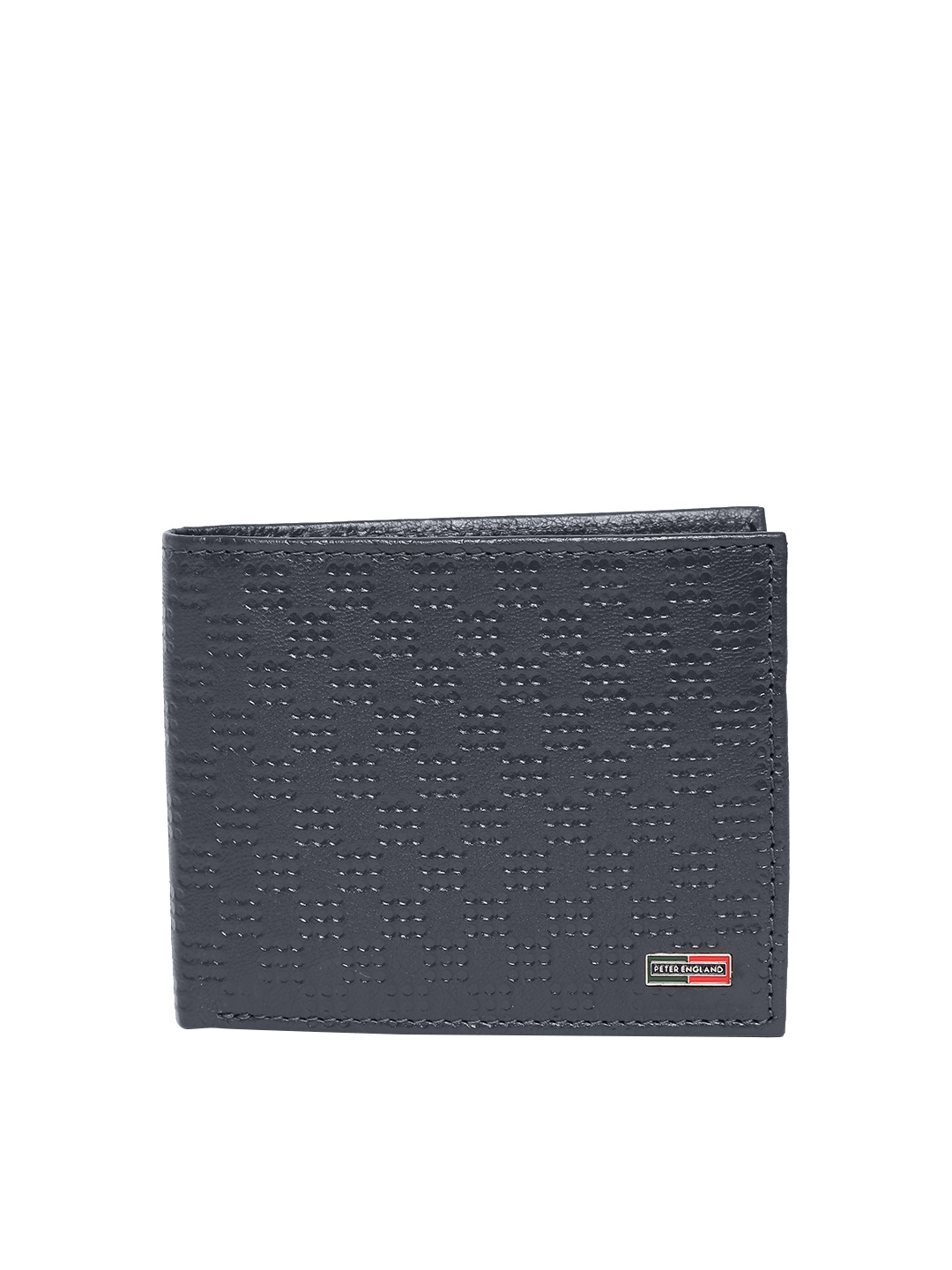 

Peter England Men Navy Blue Leather Textured Two Fold Wallet