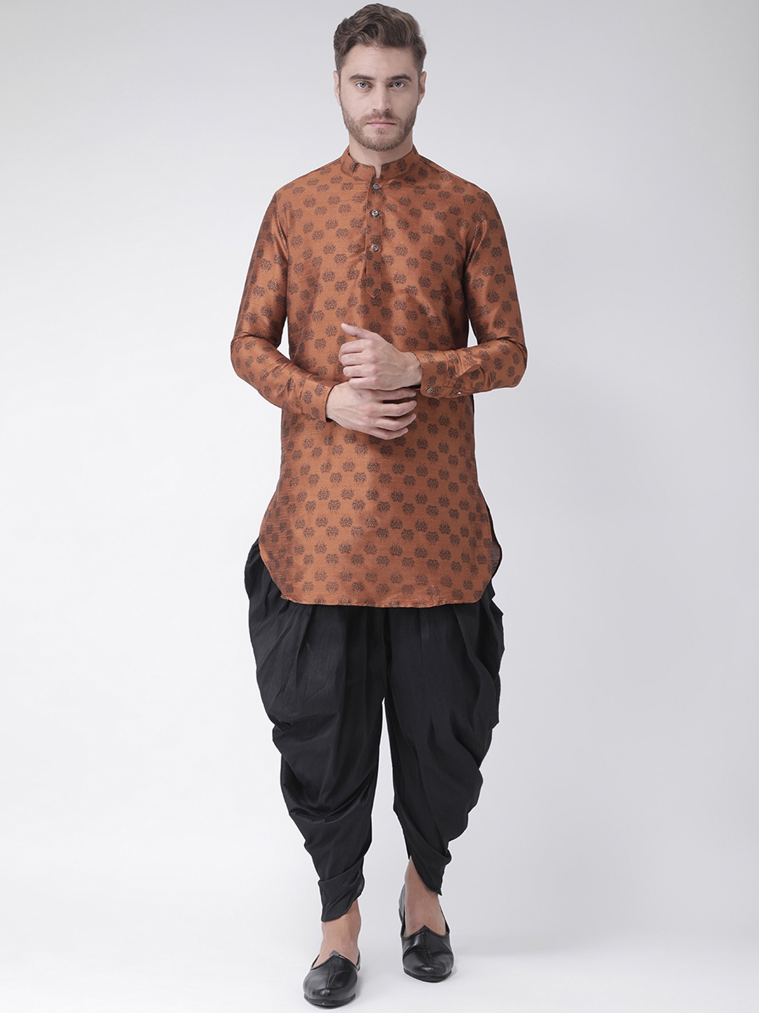 

DEYANN Men Copper-Toned & Black Printed Kurta with Patiala