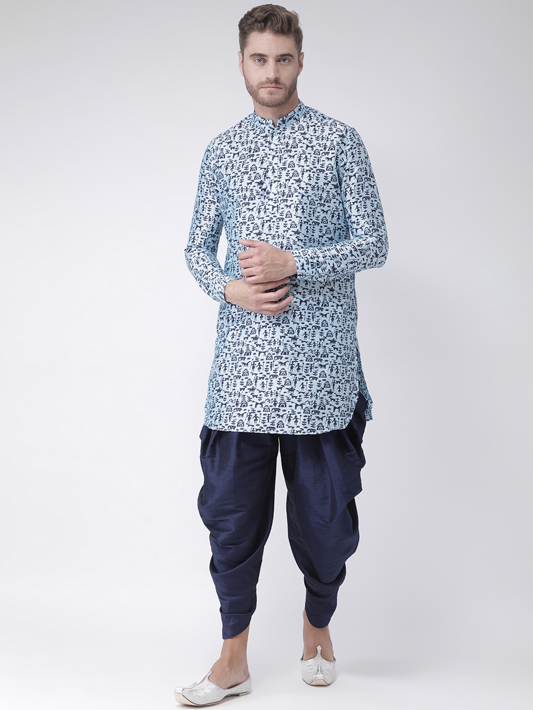 

DEYANN Men Blue & Navy Blue Printed Kurta with Patiala