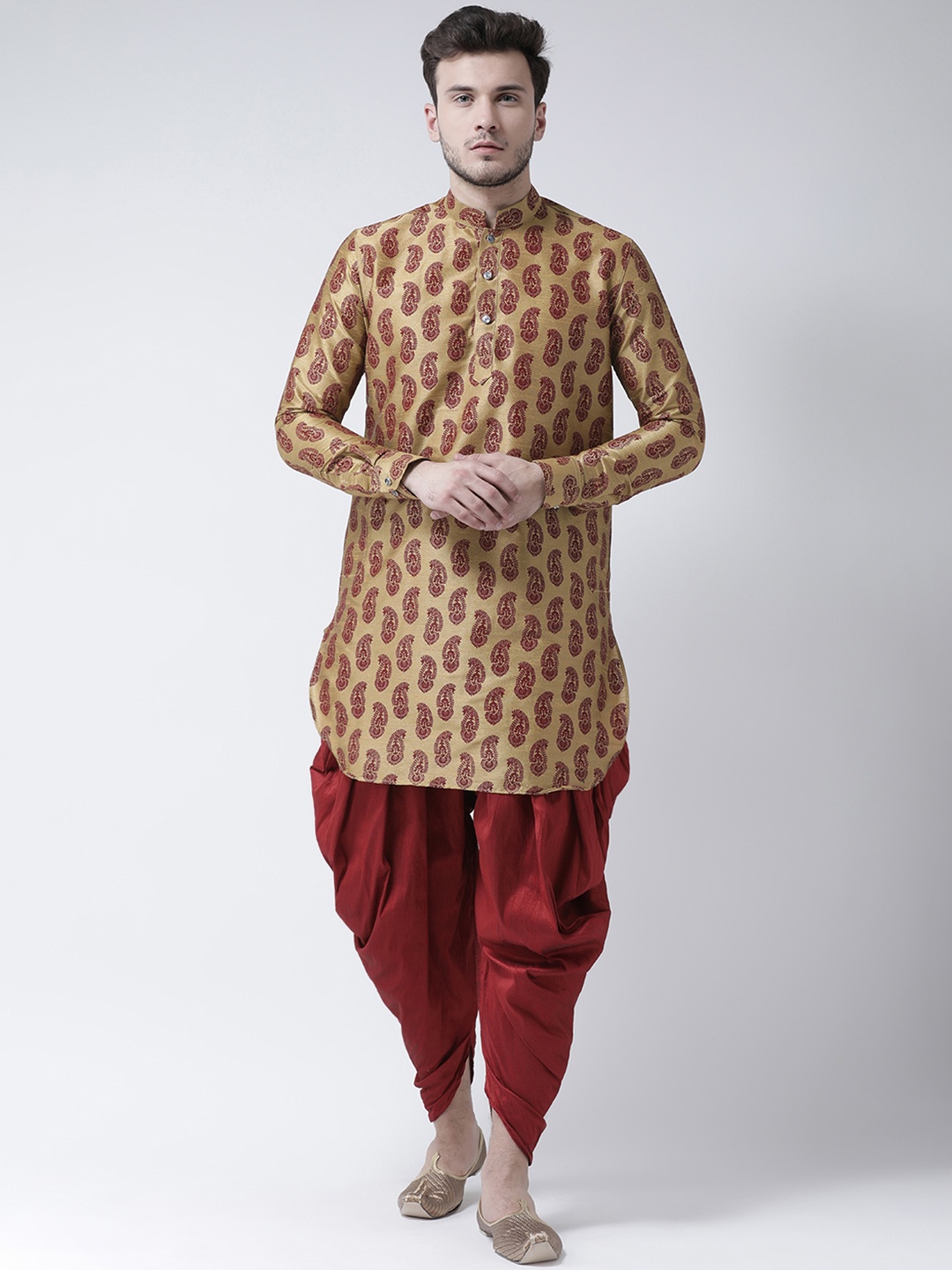 

DEYANN Men Brown & Red Printed Kurta with Patiala