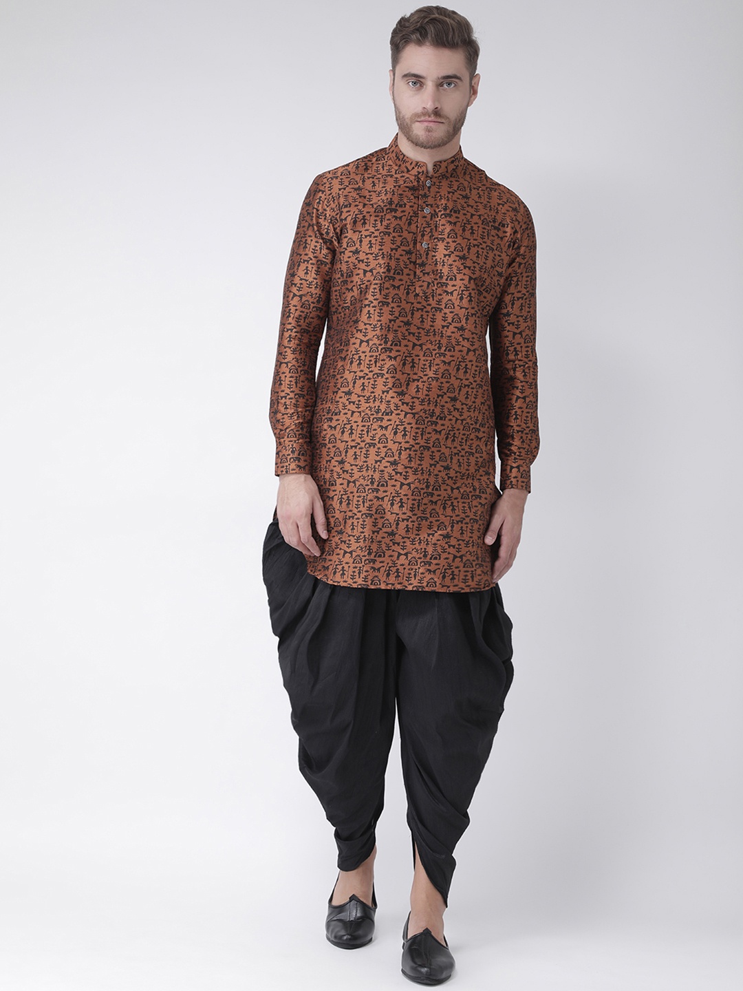 

DEYANN Men Copper-Toned & Black Printed Kurta with Patiala