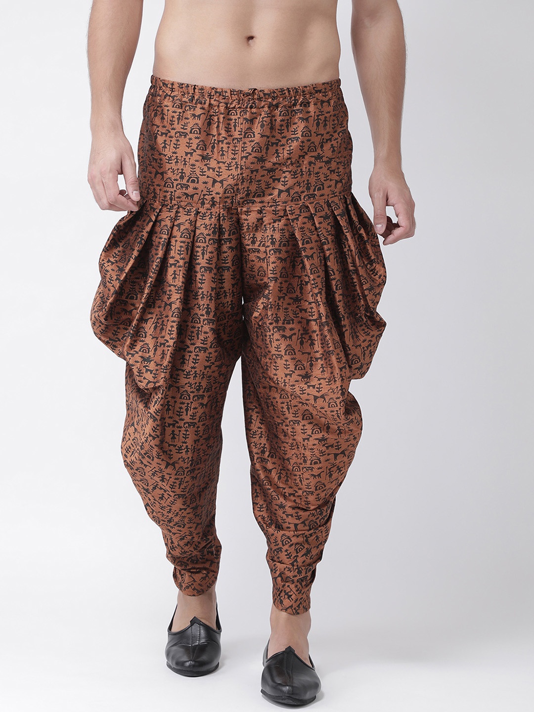 

DEVYAAN Men Brown & Black Printed Dhoti