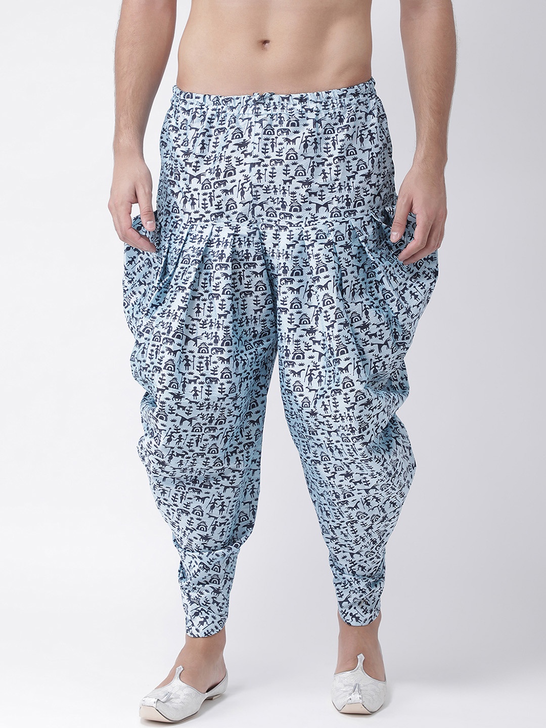 

DEVYAAN Men Blue Printed Dhoti