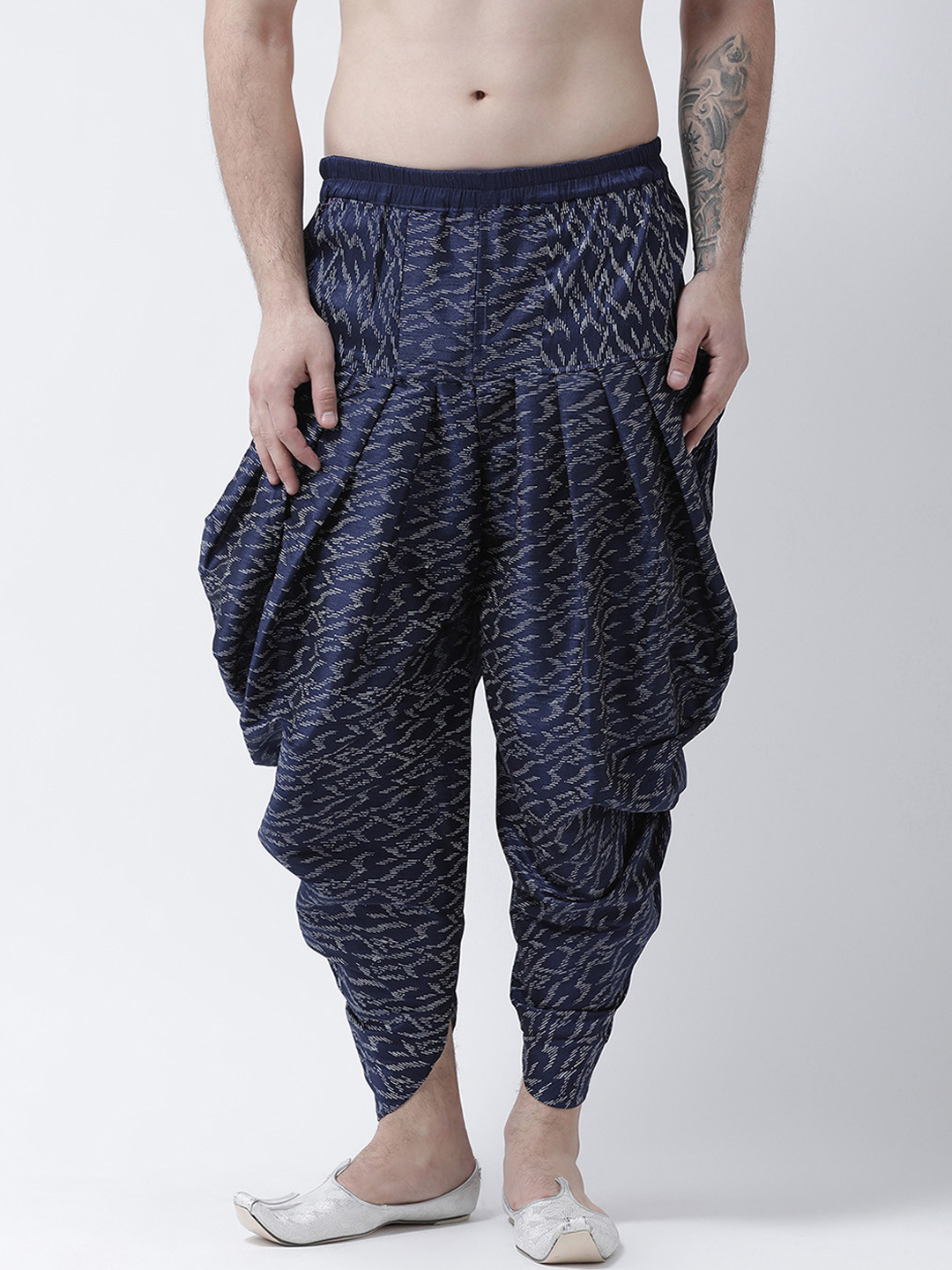 

DEVYAAN Men Navy-Blue Printed Dhoti