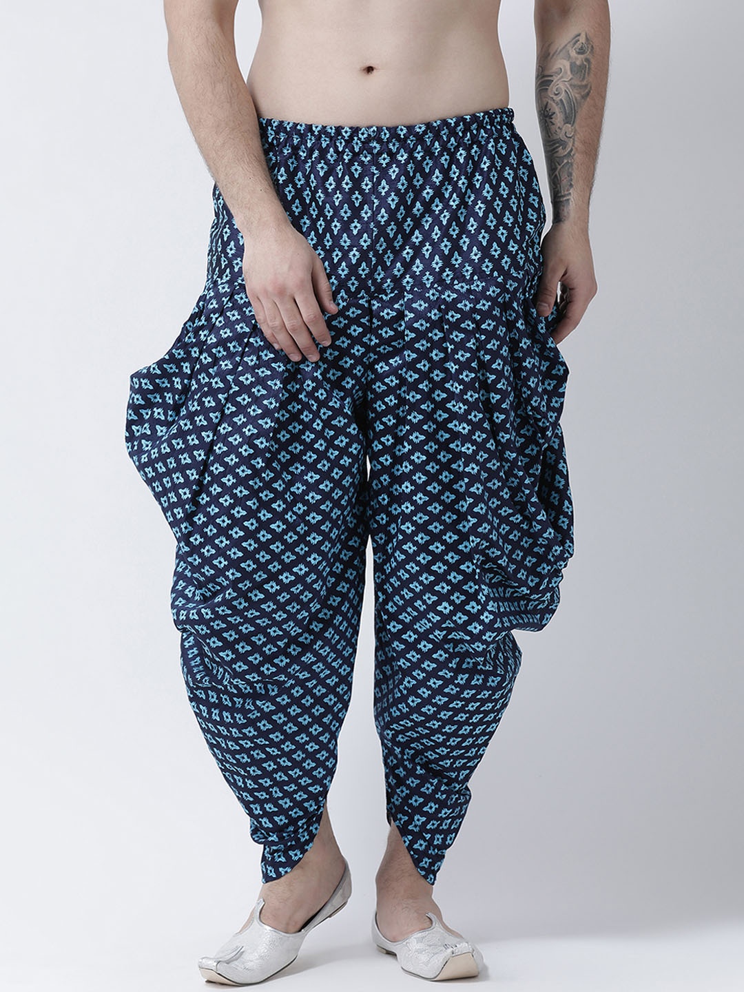 

DEVYAAN Men Navy-Blue Printed Dhoti