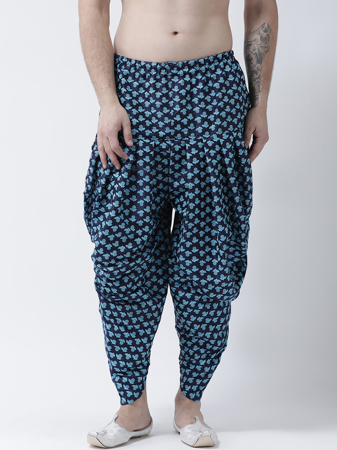 

DEVYAAN Men Navy-Blue Printed Dhoti