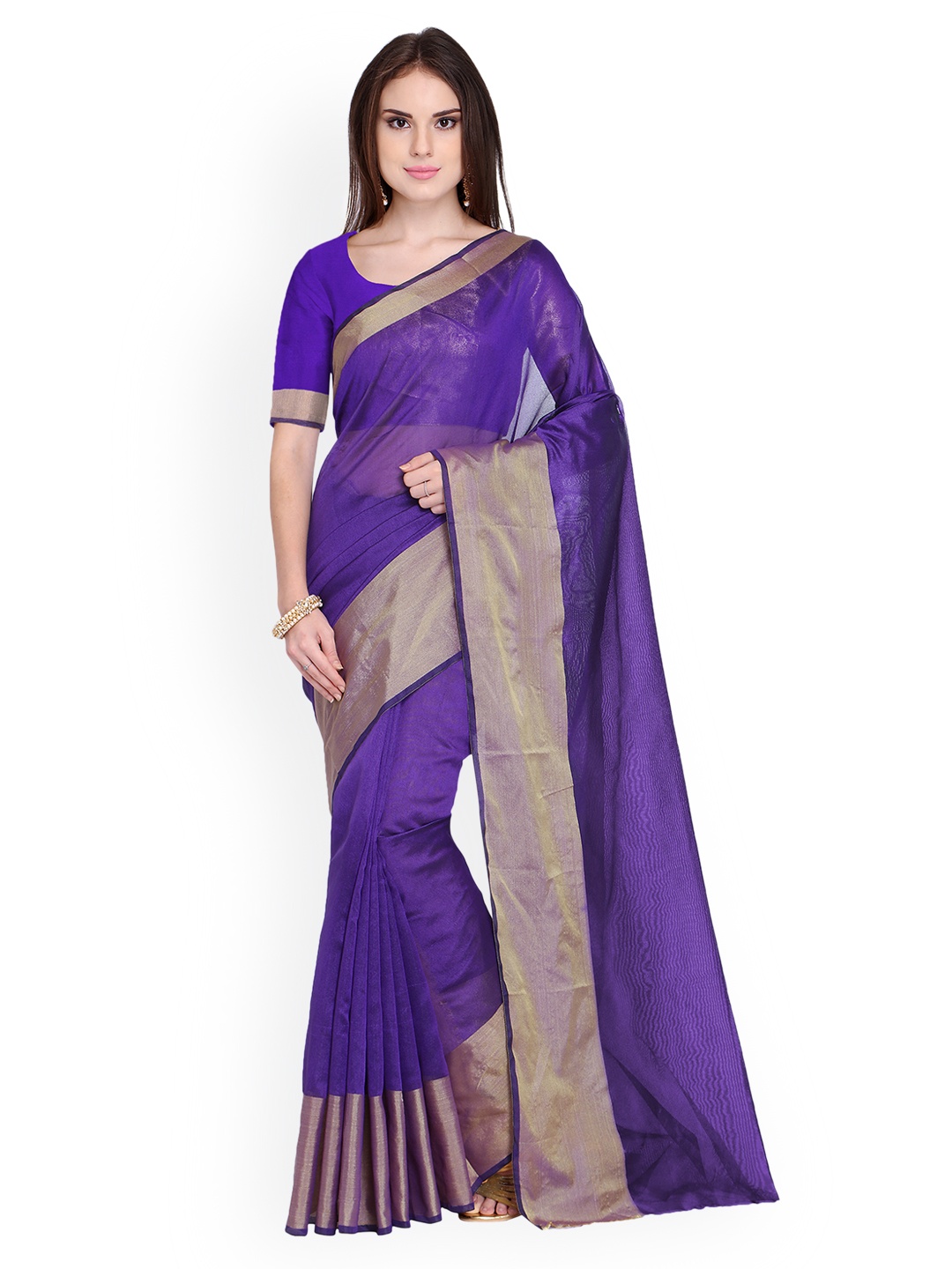 

Silk Bazar Purple Solid Silk Cotton Saree