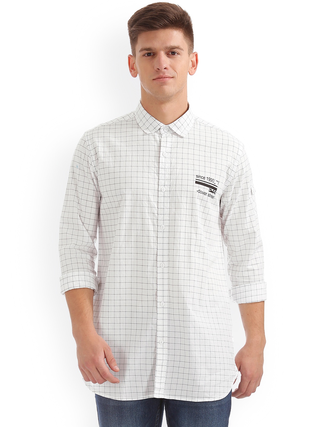 

Colt Men White Regular Fit Checked Casual Shirt