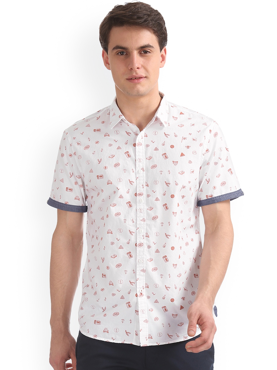 

Colt Men White Regular Fit Printed Casual Shirt