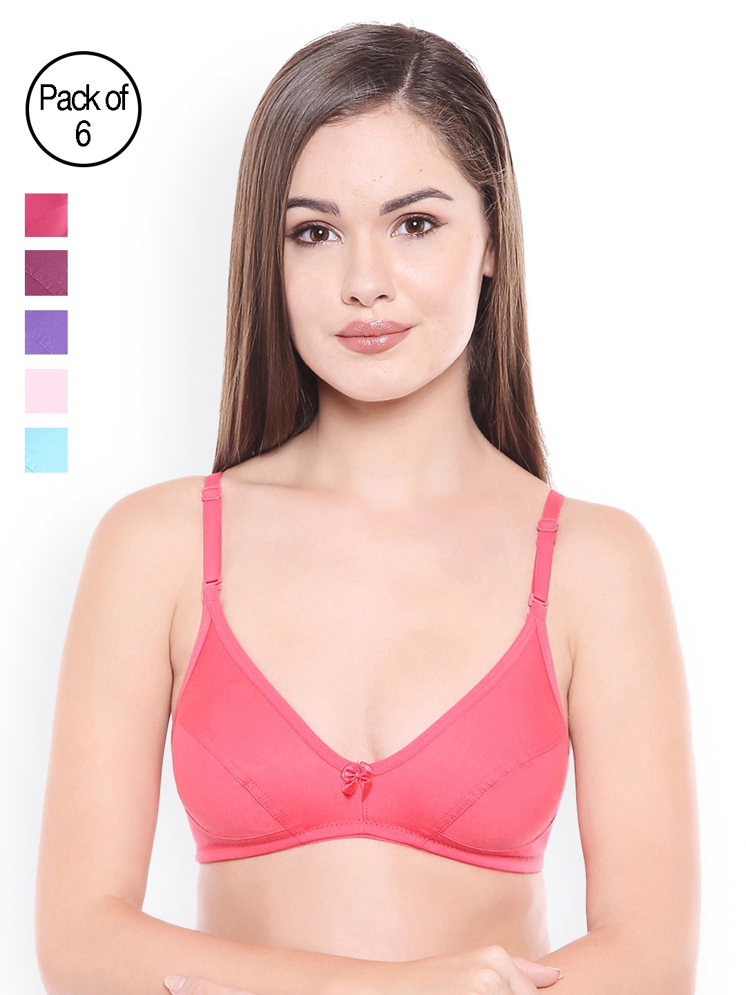 Bodycare Assorted Solid Non-Wired Non Padded Plunge Bra E1518C