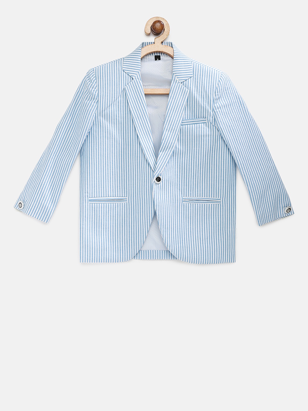 

Rikidoos Boys Blue Stripped Single Breasted Pure Cotton Blazer