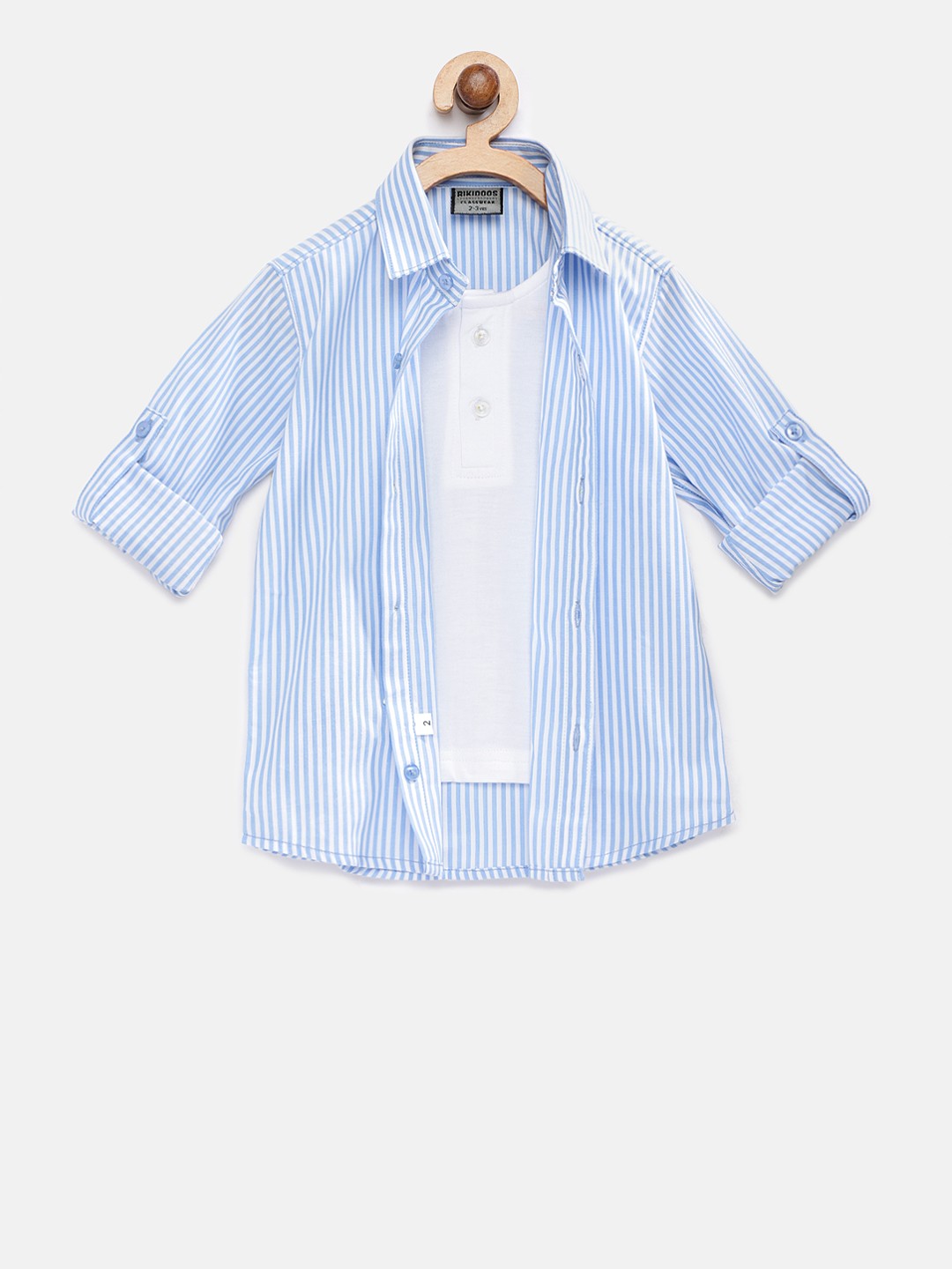 

RIKIDOOS Boys Blue Classic Regular Fit Printed Casual Shirt