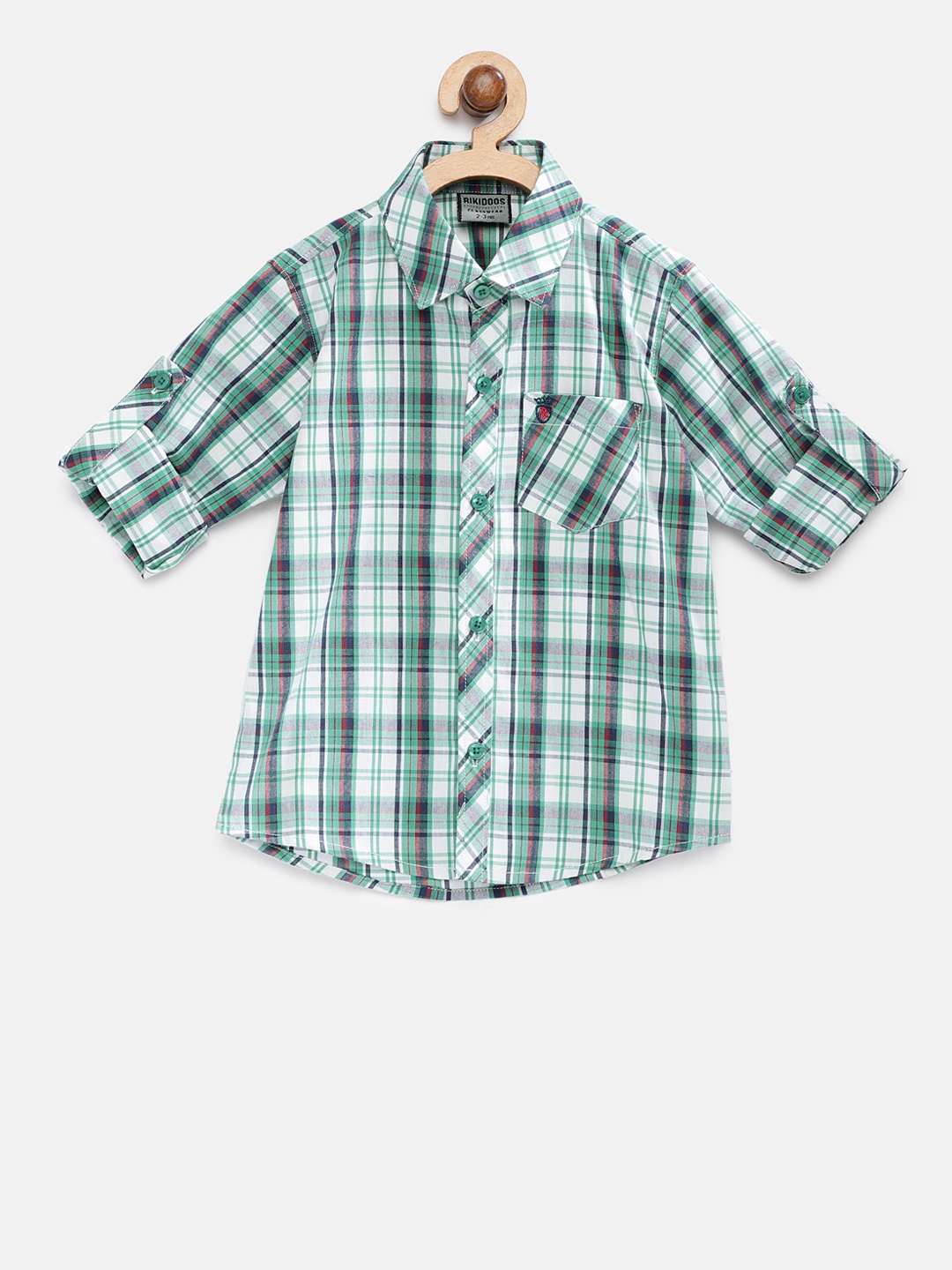 

RIKIDOOS Boys Green Regular Fit Solid Casual Shirt, Pink