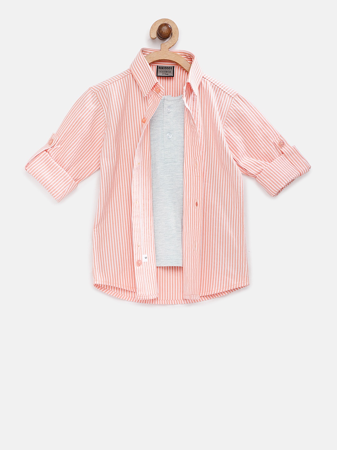 

RIKIDOOS Boys Pink Regular Fit Solid Casual Shirt, Blue