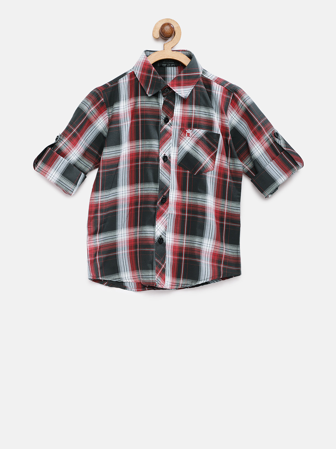 

RIKIDOOS Boys Maroon Regular Fit Checked Casual Shirt, Blue
