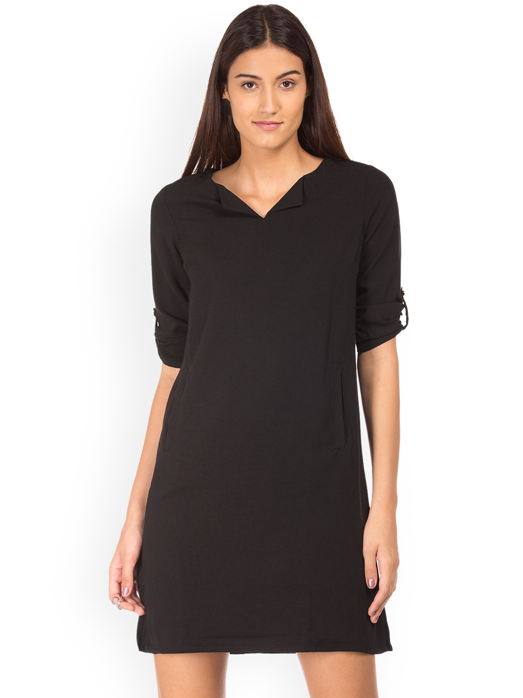 

Cherokee Women Black Solid A-Line Dress