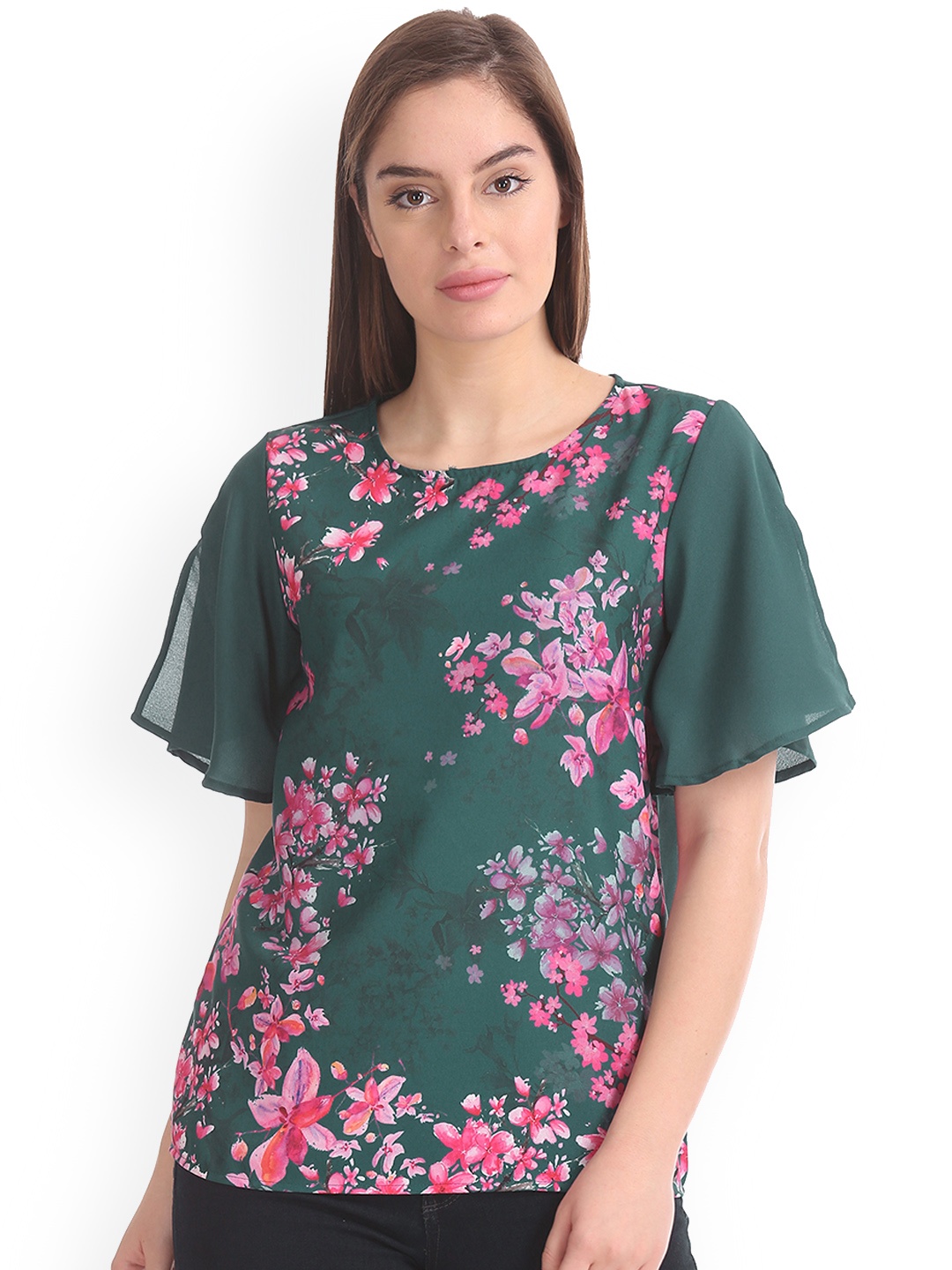 

Cherokee Women Green Printed Top