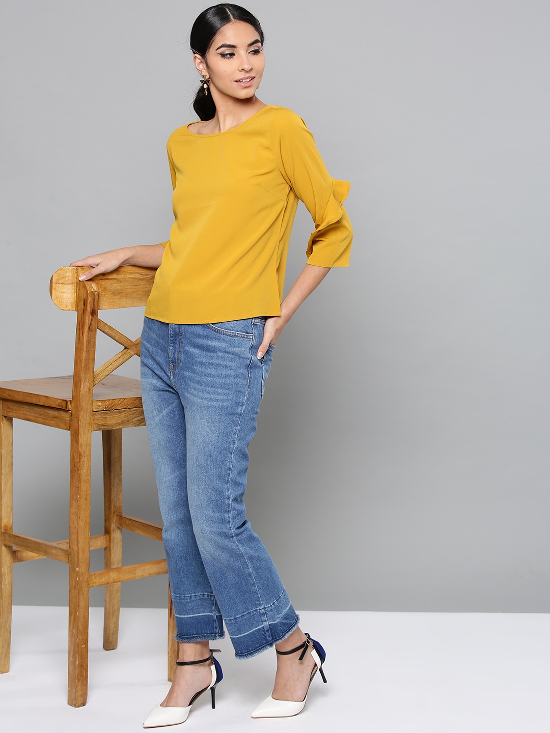 

Harpa Women Mustard Yellow Solid Top