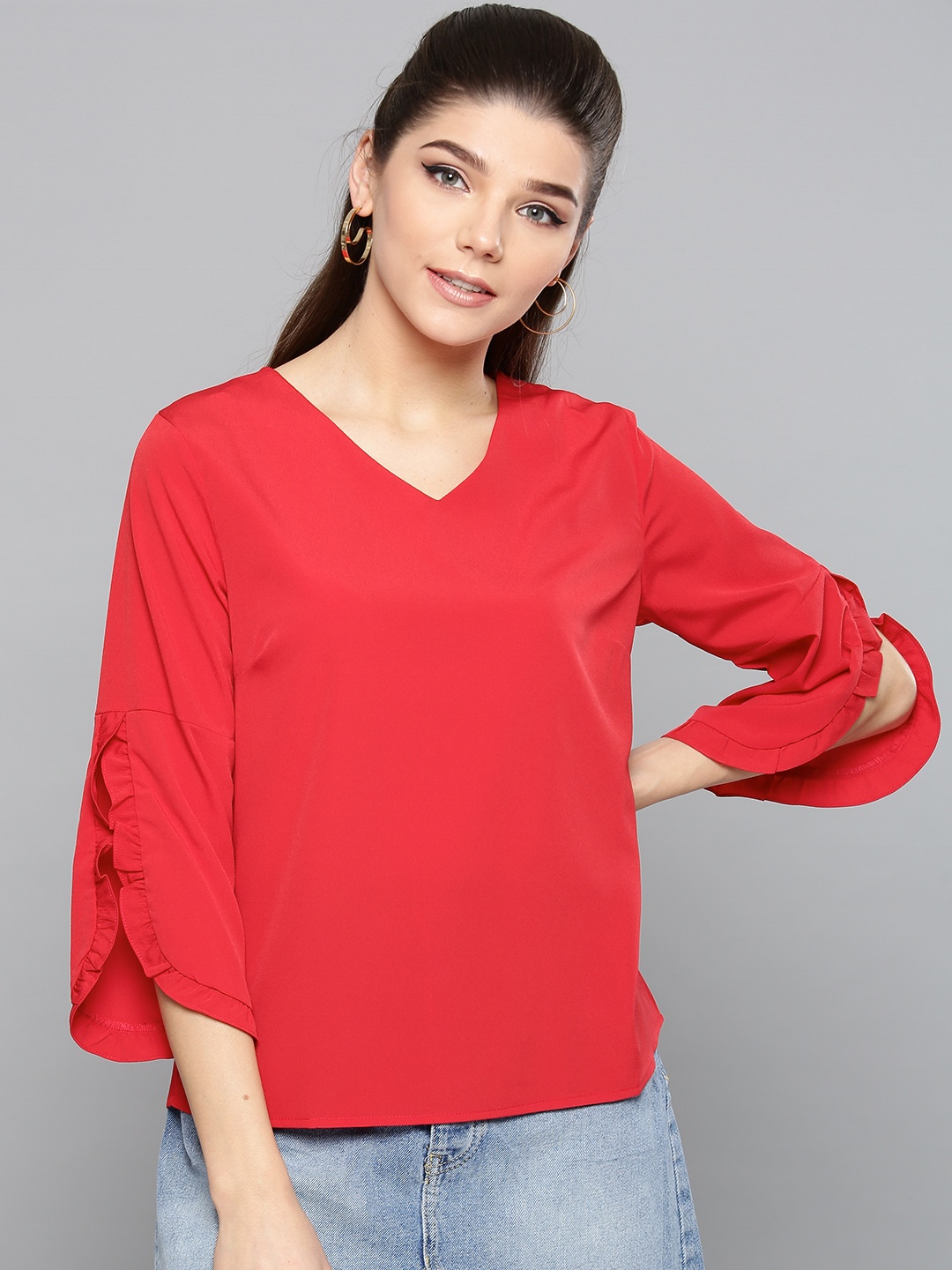 

Harpa Women Red Solid Top