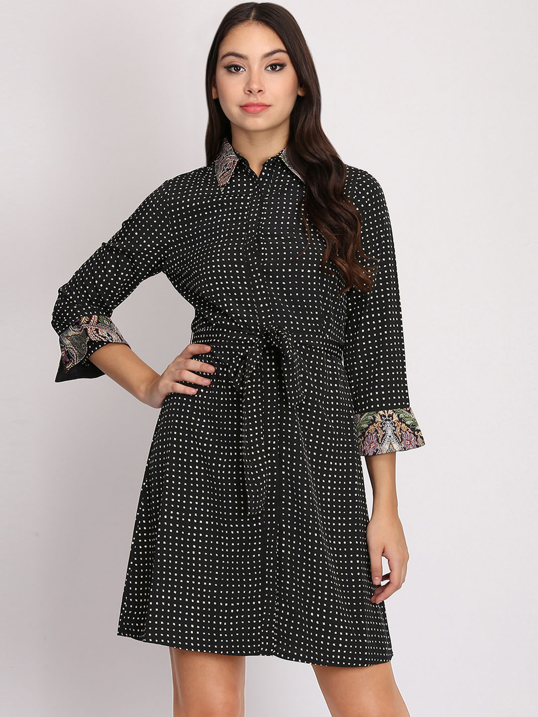 

NIZA Women Black Printed Shirt Dress