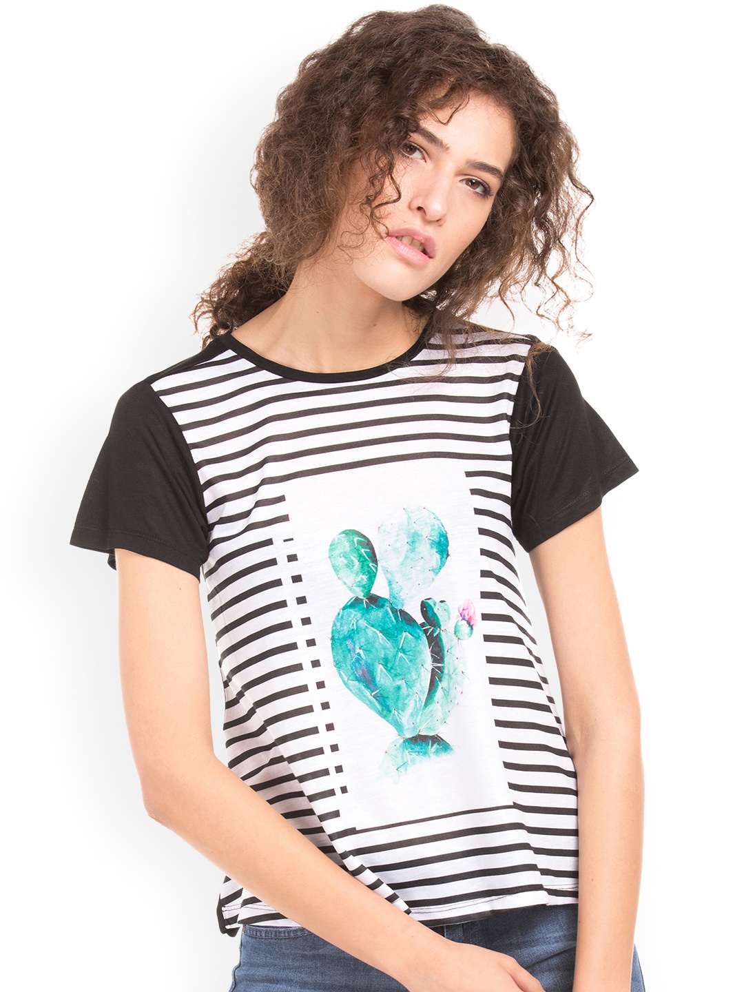 

Sugr Women Black & White Striped Top