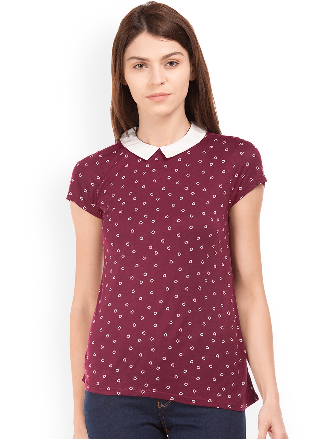 

Sugr Women Purple Printed Shirt Style Top