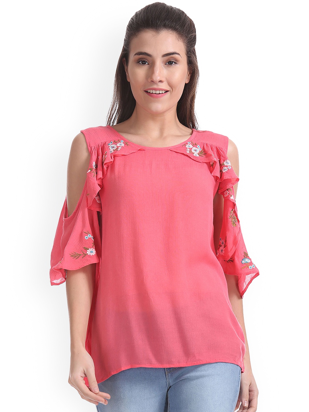 

Sugr Women Pink Printed A-Line Top