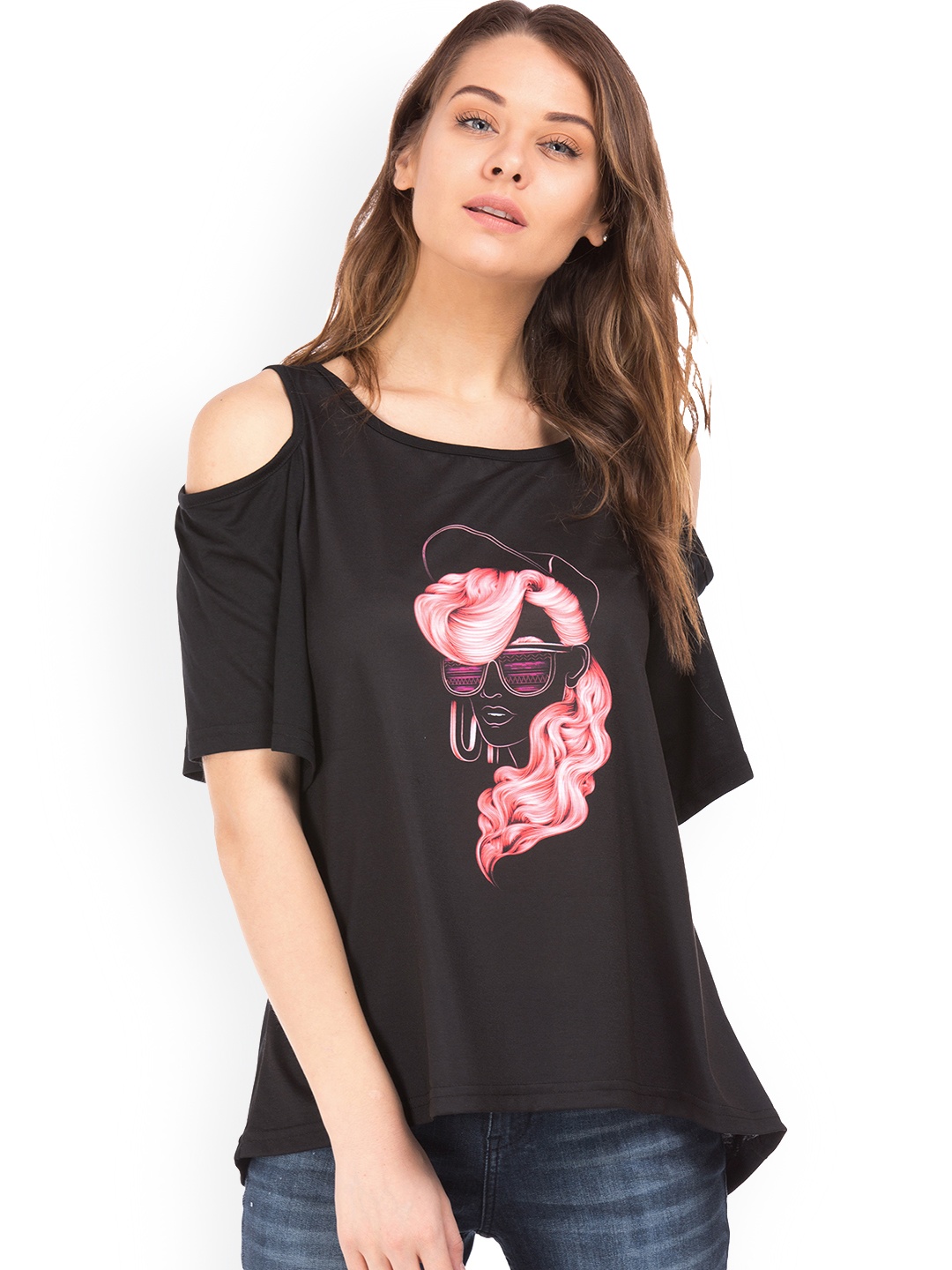 

Sugr Women Black Printed A-Line Top