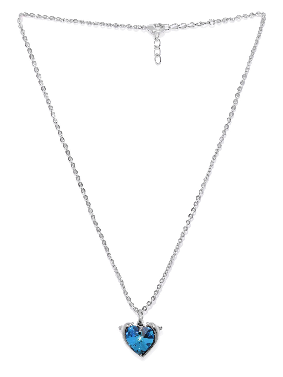 

Mahi Women Blue Rhodium Plated Swarovski Pendant With Chain