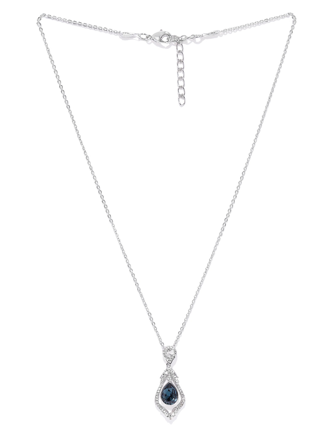 

Mahi Women Blue Rhodium Plated Swarovski Crystal Pendant With Chain