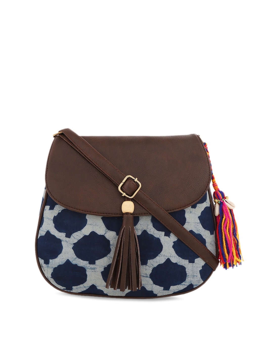 

Vivinkaa Blue & Brown Printed Sling Bag