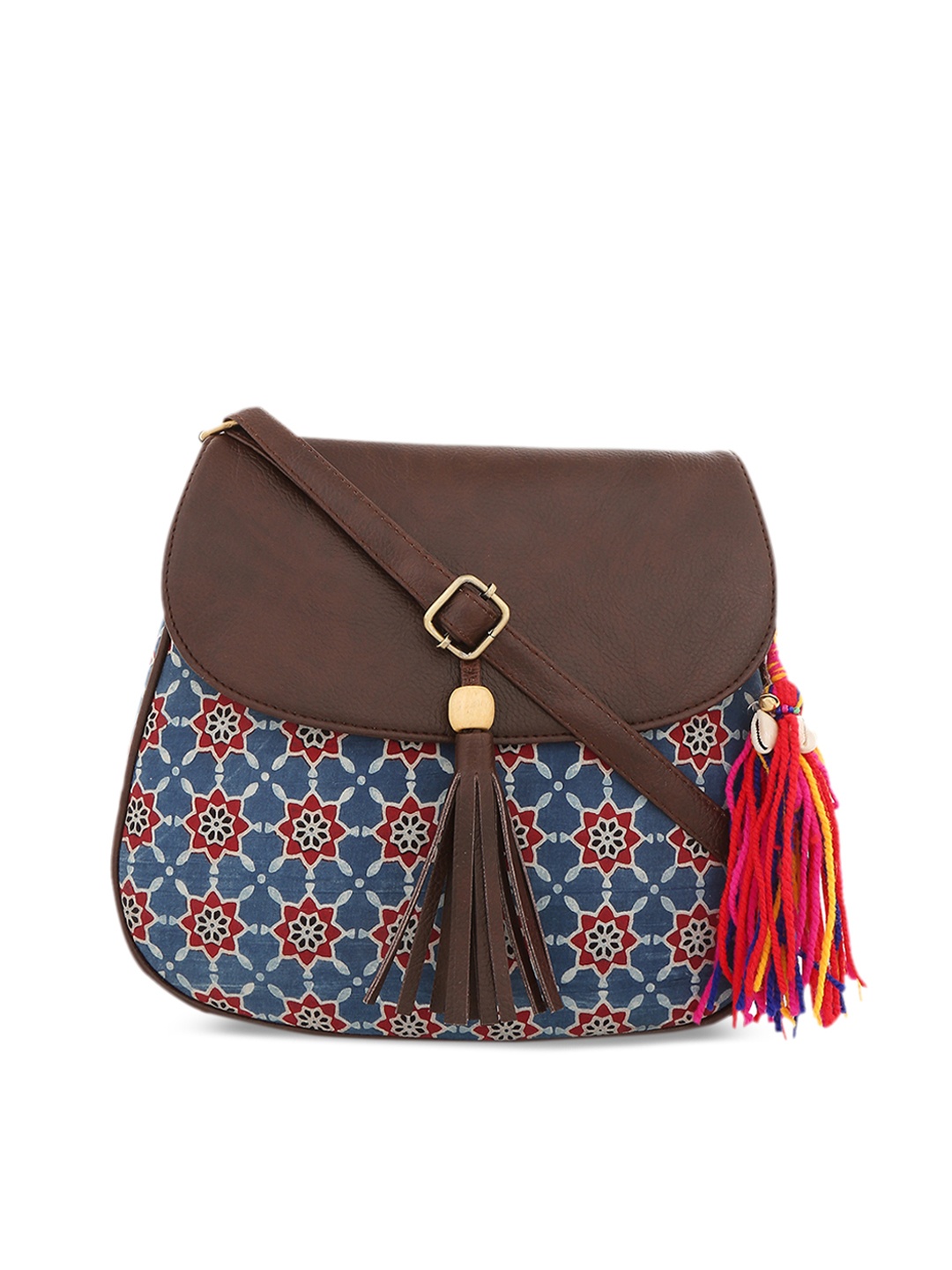 

Vivinkaa Blue & Brown Printed Sling Bag