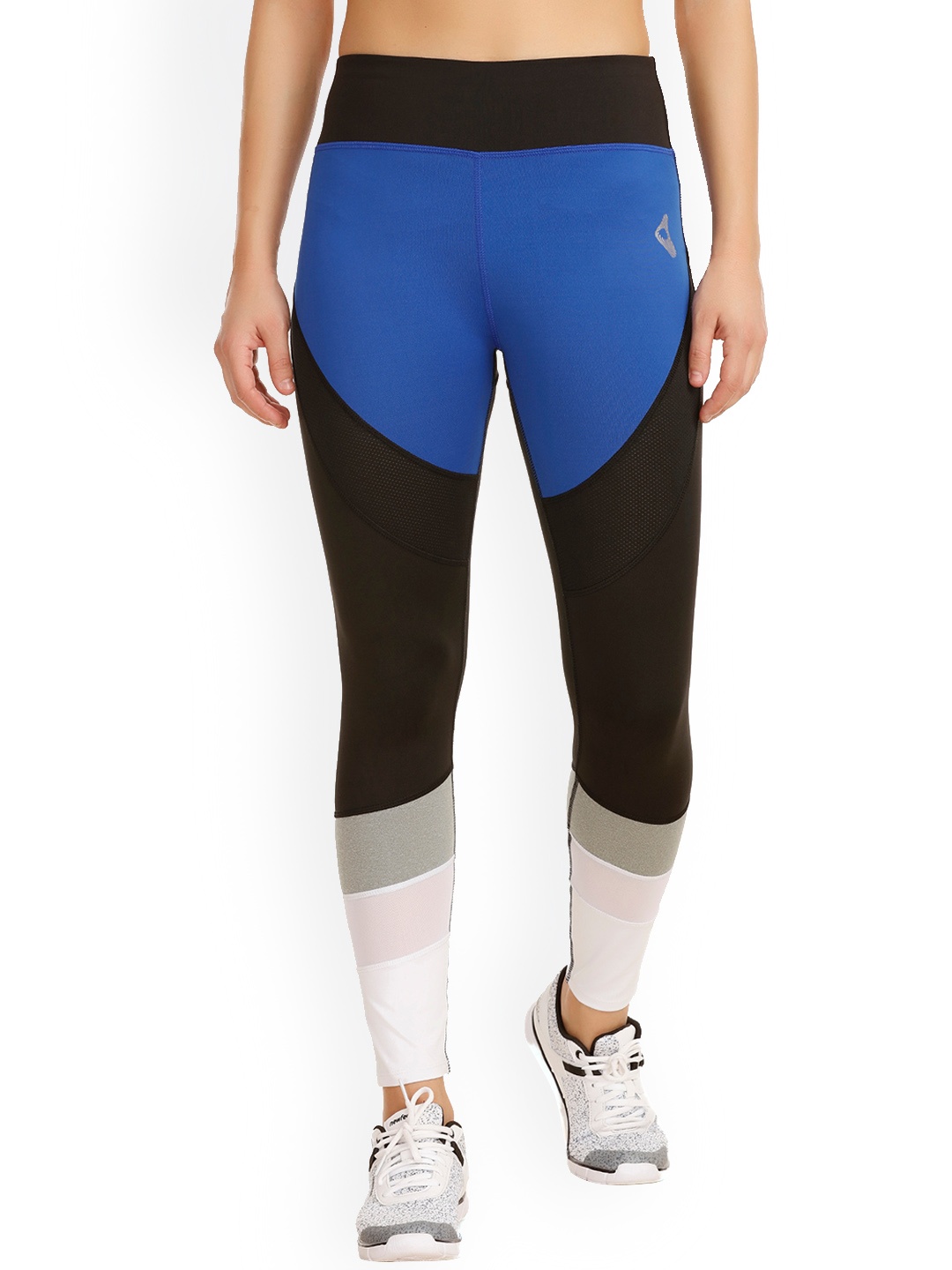 

Zelocity by Zivame Women Black & Blue Colourblocked Tights
