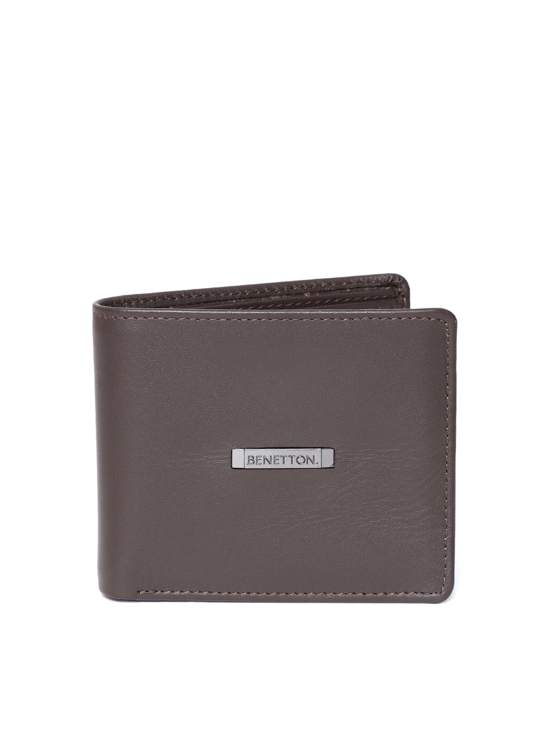 

United Colors of Benetton Men Coffee Brown Solid Leather Two Fold Wallet
