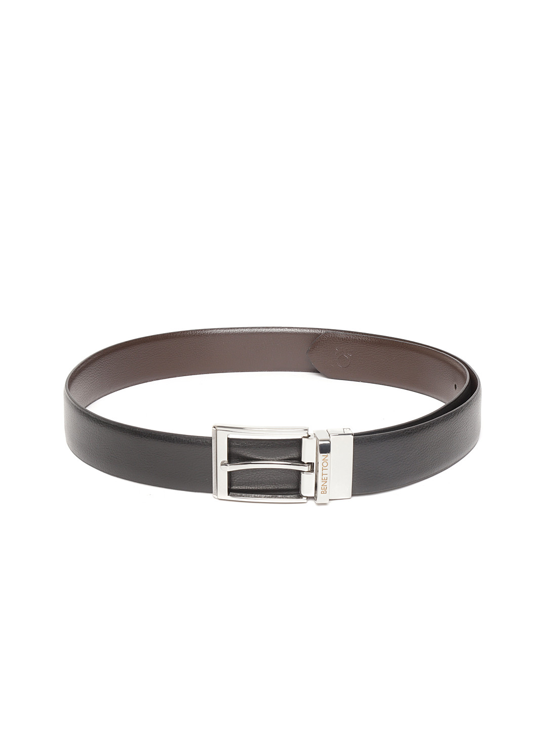 

United Colors of Benetton Men Coffee Brown & Black Solid Reversible Leather Belt