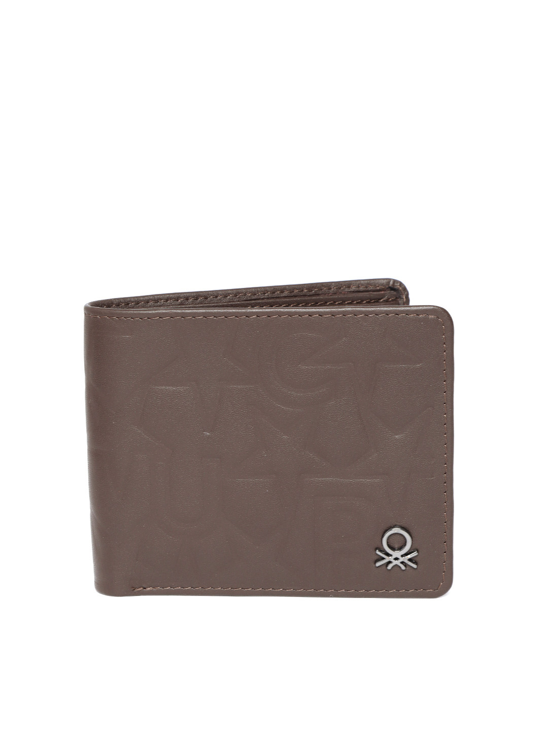 

United Colors of Benetton Men Coffee Brown Textured Leather Two Fold Wallet