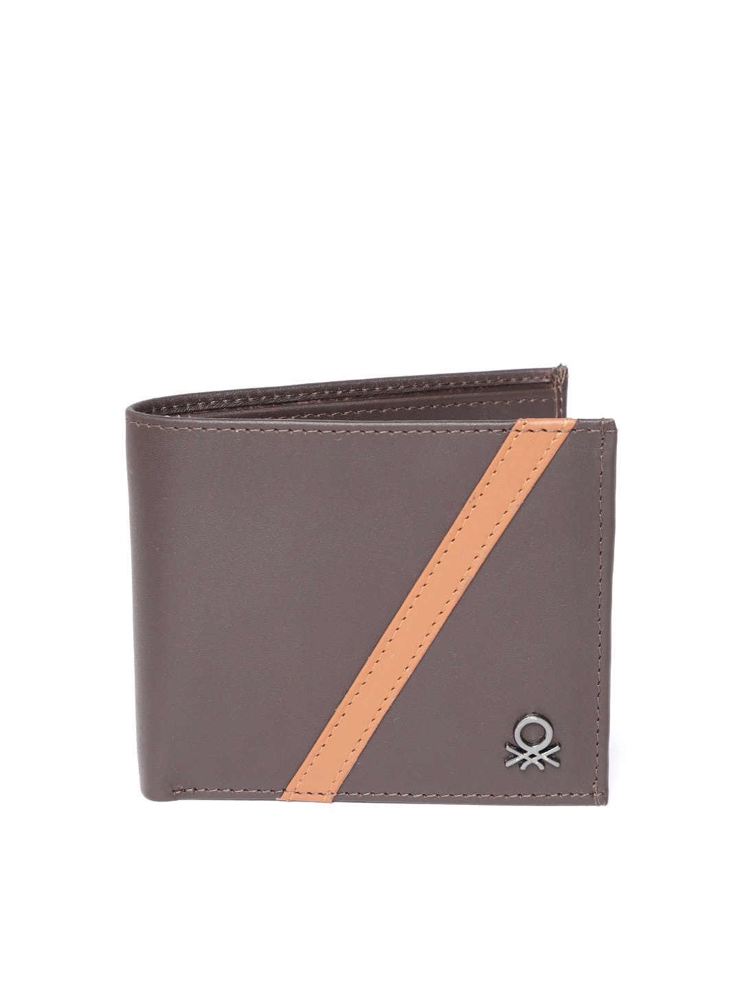 

United Colors of Benetton Men Brown Solid Two Fold Leather Wallet