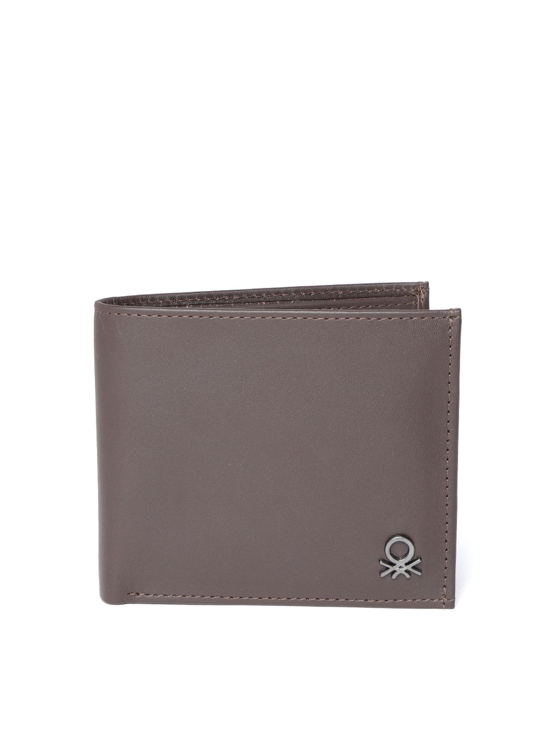 

United Colors of Benetton Men Coffee Brown Solid Leather Two Fold Wallet