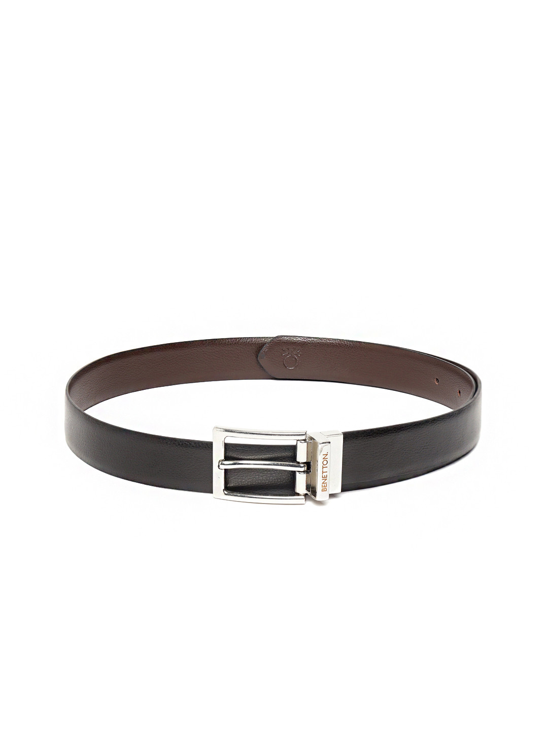 

United Colors of Benetton Men Black & Coffee Brown Reversible Leather Belt