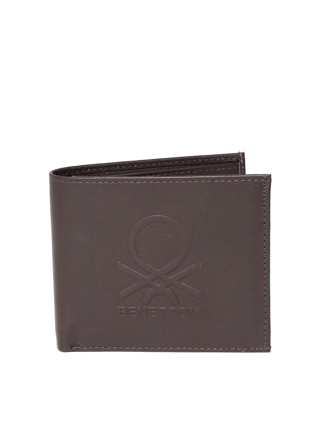 

United Colors of Benetton Men Coffee Brown Textured Leather Two Fold Wallet