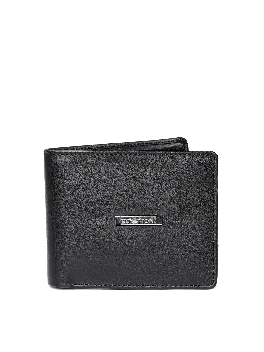 

United Colors of Benetton Men Black Leather Two Fold Wallet