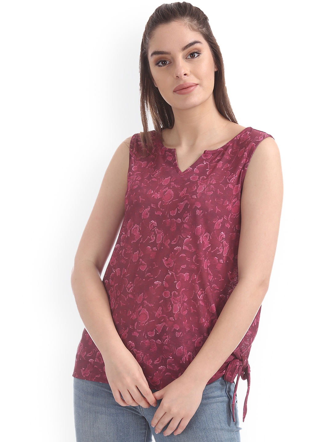 

Cherokee Women Burgundy Printed Top