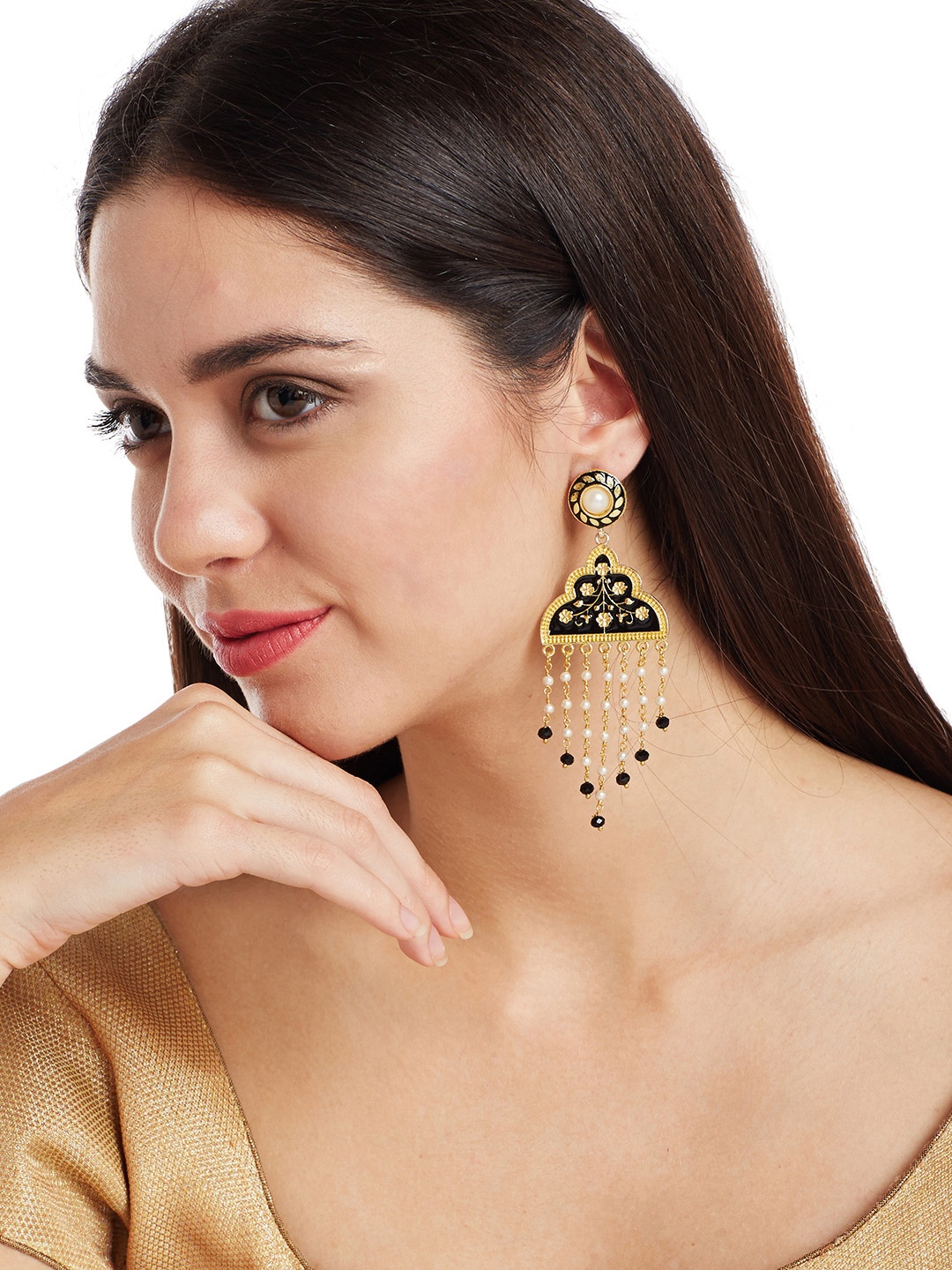 

PANASH Gold-Plated & Hand Painted Classic Drop Earrings