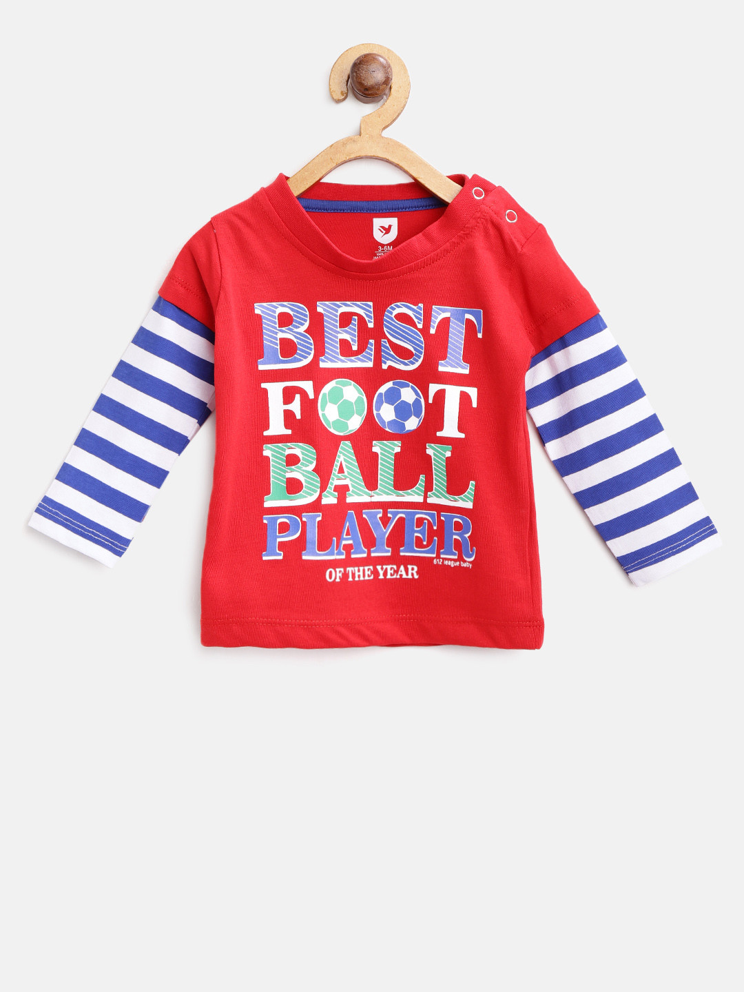 

612 league Boys Red & Blue Printed Round Neck T-shirt