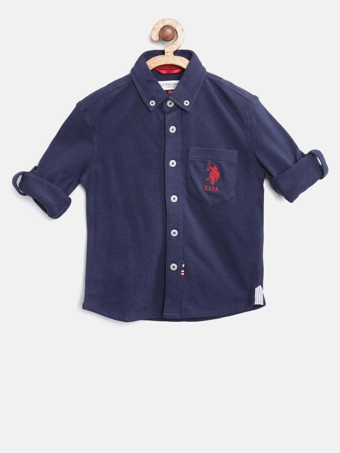 

U.S. Polo Assn. Kids Boys Navy Regular Fit Solid Casual Shirt, Navy blue