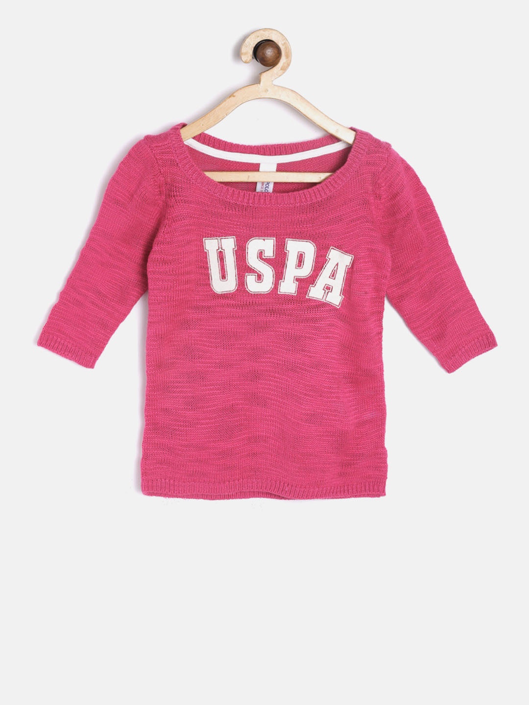 

U.S. Polo Assn. Kids Girls Pink Printed Sweater