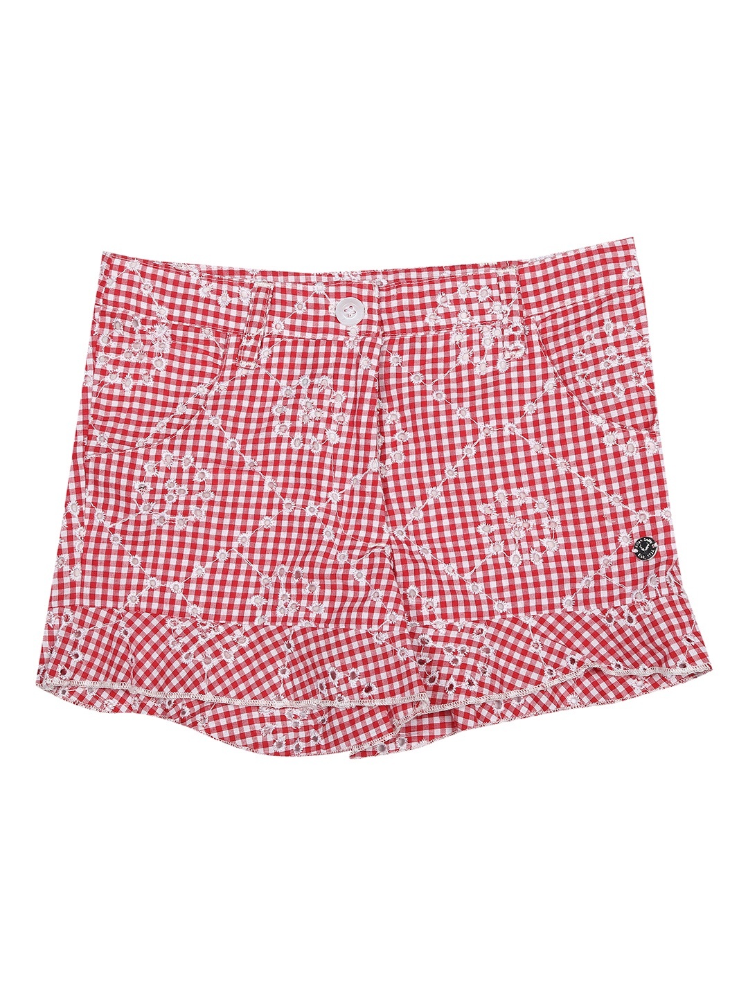 

Allen Solly Junior Girls Red Checked Regular Fit Shorts
